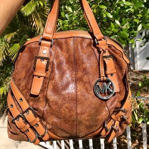 Michael Kors Milo Distressed Suede Satchel Handbag